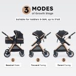 Accombe 2 in 1 Baby Stroller, Convertible Bassinet Pushchair for Infants and Newborns 0-36 Months - Image 7