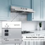 Range Hood 30 inch Under Cabinet, Stainless Steel Kitchen Vent Hood 280CFM, Built-in Kitchen Stove Hood w/Rocker Button Control, Ducted/Ductless Convertible Duct, 2 Speeds Fan, Bright LED Light - Image 4