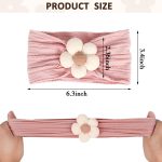MIUXUESO 3 Pcs Baby Flower Headbands Baby Girls Nylon Headband Soft Hairbands Hair Accessories for Newborn Infant Toddler Kids (Beige Pink Khaki) - Image 6