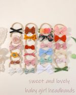 doboi Baby Girl Headbands 24PCS Nylon Linen Handmade Hairbands with Hair Bows and Accessories for Newborns, Infants, Toddlers, and Little Kids - Image 4