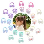 TAANGTHOSE 24 Pcs Toddler Hair Ties for Girls, Baby Hair Tie Cute Flower Elastic Scrunchies, Seamless Ponytail Holders, Little Girls Hair Accessories for Thick Hair, Pink, Purple, Blue - Image 5
