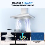 FIREGAS Range Hood 30 Inch, Stainless Steel Wall Mount Kitchen Hood 450 CFM with 3 Speed Exhaust Fan, Ducted/Ductless Convertible, Stove Vent Hood for Kitchen with Aluminium Mesh and Charcoal Filters - Image 8