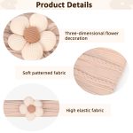 MIUXUESO 3 Pcs Baby Flower Headbands Baby Girls Nylon Headband Soft Hairbands Hair Accessories for Newborn Infant Toddler Kids (Beige Pink Khaki) - Image 2