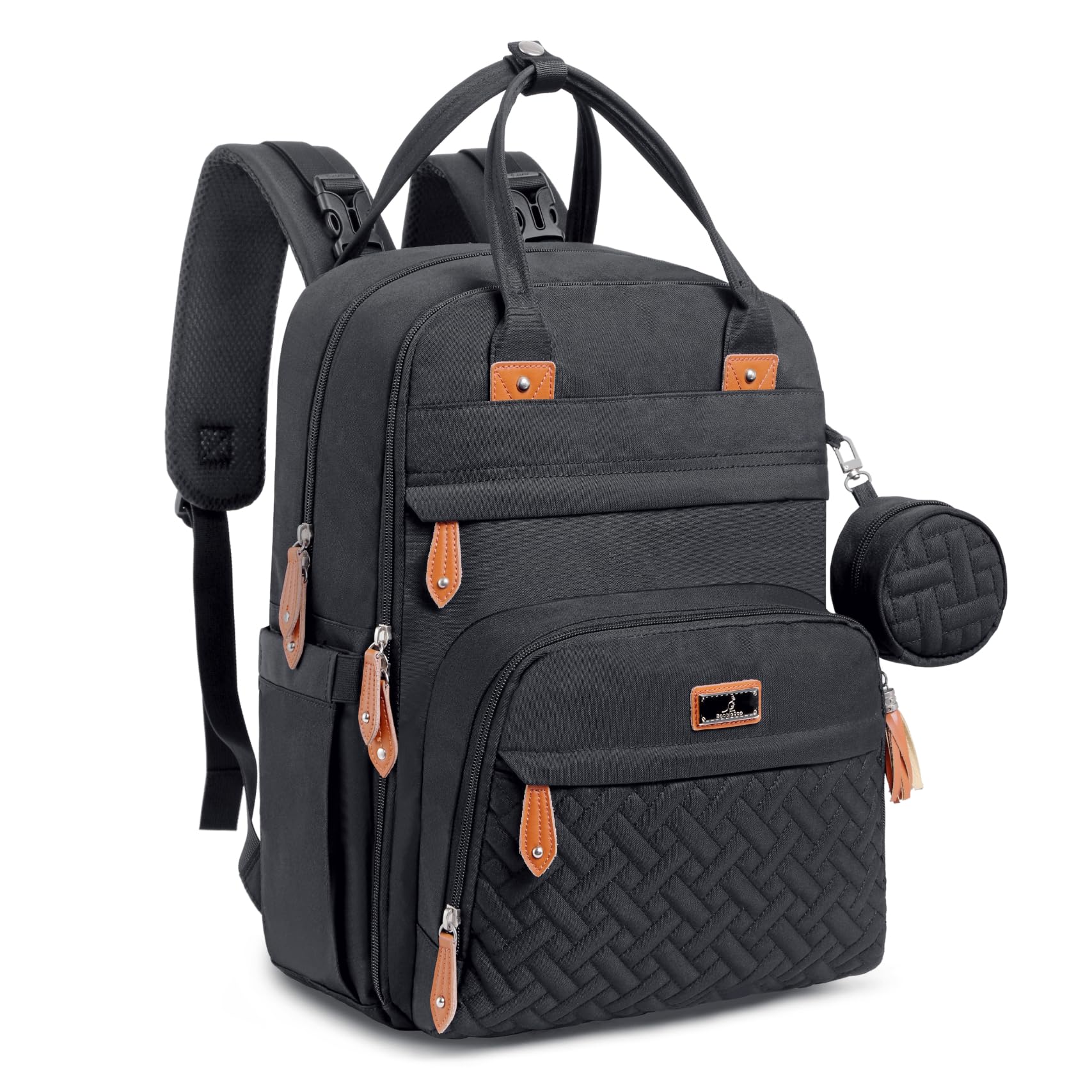 71UrhJpB+hL BabbleRoo Diaper Bag Backpack - Baby Essentials Travel Tote - Multi Function Water Resistant Diaper Bag, Travel Essentials Baby Bag with Changing Pad, Stroller Straps & Pacifier Case - Unisex, Black - Image 1