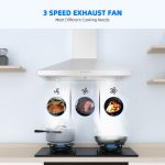 FIREGAS Range Hood 30 Inch, Stainless Steel Wall Mount Kitchen Hood 450 CFM with 3 Speed Exhaust Fan, Ducted/Ductless Convertible, Stove Vent Hood for Kitchen with Aluminium Mesh and Charcoal Filters - Image 6