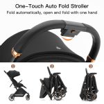 Gromast Gravity Folding Baby Stroller - Portable Travel Toddler Stroller w/Adjustable Backrest, Canopy & Cup Holder, Lightweight and UV Protected, One-Hand Automatic Folding - Black - Image 5