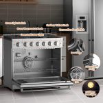 36" Freestanding Dual Fuel Range Oven Stove, Stainless Steel Gas Stove with 6 Sealed Burners and 6.0 Cu.Ft Electric Convection Oven, True Convection and Self-Cleaning, Perfect for Home or Commercial - Image 5