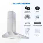 FIREGAS Range Hood 30 Inch, Stainless Steel Wall Mount Kitchen Hood 450 CFM with 3 Speed Exhaust Fan, Ducted/Ductless Convertible, Stove Vent Hood for Kitchen with Aluminium Mesh and Charcoal Filters - Image 2