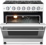 EcoSummer 36" Freestanding Gas Range Oven,Equipped with 6 Sealed Gas Burner & 6.0 Cu.Ft Electric Convection Oven,Heavy Duty Stainless Steel Dual Fuel Range - Image 5