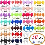 CÉLLOT Baby Hair Ties with Bows,50pcs 2inch Baby Hair Bows Durable Rubber Bands Ponytail Holders Toddler Essential Hair Accessories for Infants Baby Girls in Pairs - Image 9