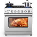 36" Freestanding Dual Fuel Range Oven Stove, Stainless Steel Gas Stove with 6 Sealed Burners and 6.0 Cu.Ft Electric Convection Oven, True Convection and Self-Cleaning, Perfect for Home or Commercial
