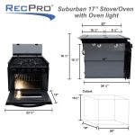 RecPro RV Suburban 3 Burner Propane Range with Oven & Air Fryer | 9000 BTU Front Burners | Piezo Ignition | Glass Cover | UL Listed | 12V DC/ 120V AC - Image 6