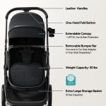 Mompush Wiz 2 in 1 Baby Stroller with Bassinet Mode, Convertible Infant Stroller for Newborn and Toddler with Reversible Seat and Large UPF 50+ Canopy - Image 5