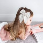 Niceye Fable Girls Hair Bows Cotton Linen Alligator Hair Clips or Little Girls Toddlers Kids Neutral Handmade Hair Accessories - 5.5” bow - Image 4