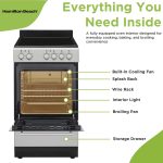 Hamilton Beach 20” Electric Range and Oven with VitroCeramic Cooktop, Heavy-Duty Knobs, Inox Stainless Steel - Image 9