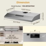 FIREGAS Under Cabinet Range Hood 30 inch with Brushless DC Motor, LED Light, 3 Speed Exhaust Fan, Reusable Aluminum Filters, Push Button,Stainless Steel Range Hood,with Charcoal Filter - Image 4