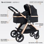Accombe 2 in 1 Baby Stroller, Convertible Bassinet Pushchair for Infants and Newborns 0-36 Months - Image 3