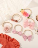doboi Baby Girl Headbands 24PCS Nylon Linen Handmade Hairbands with Hair Bows and Accessories for Newborns, Infants, Toddlers, and Little Kids - Image 2