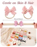 doboi Baby Girl Headbands 24PCS Nylon Linen Handmade Hairbands with Hair Bows and Accessories for Newborns, Infants, Toddlers, and Little Kids - Image 8