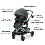 Graco Modes Nest Travel System, 3-in1 Modular Carseat Stroller Combo, Adjustable Slide2Me Infant Car Seat Carrier to Toddler Stroller, Includes the SnugRide DLX Infant Car Seat, Sullivan - Image 2