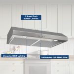 Broan-NuTone BCSQ130SS Three-Speed Glacier Under-Cabinet Range Hood with LED Lights ADA Capable, 1.5 Sones, 375 Max Blower CFM, 30-Inch, Stainless Steel - Image 6
