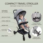 Lightweight Travel Stroller for Baby & Toddlers - Easy Fold & Compact Stroller with Canopy, Storage Basket, Multi-Position Recline & Convenient One-Hand Fold (Grey) - Image 7