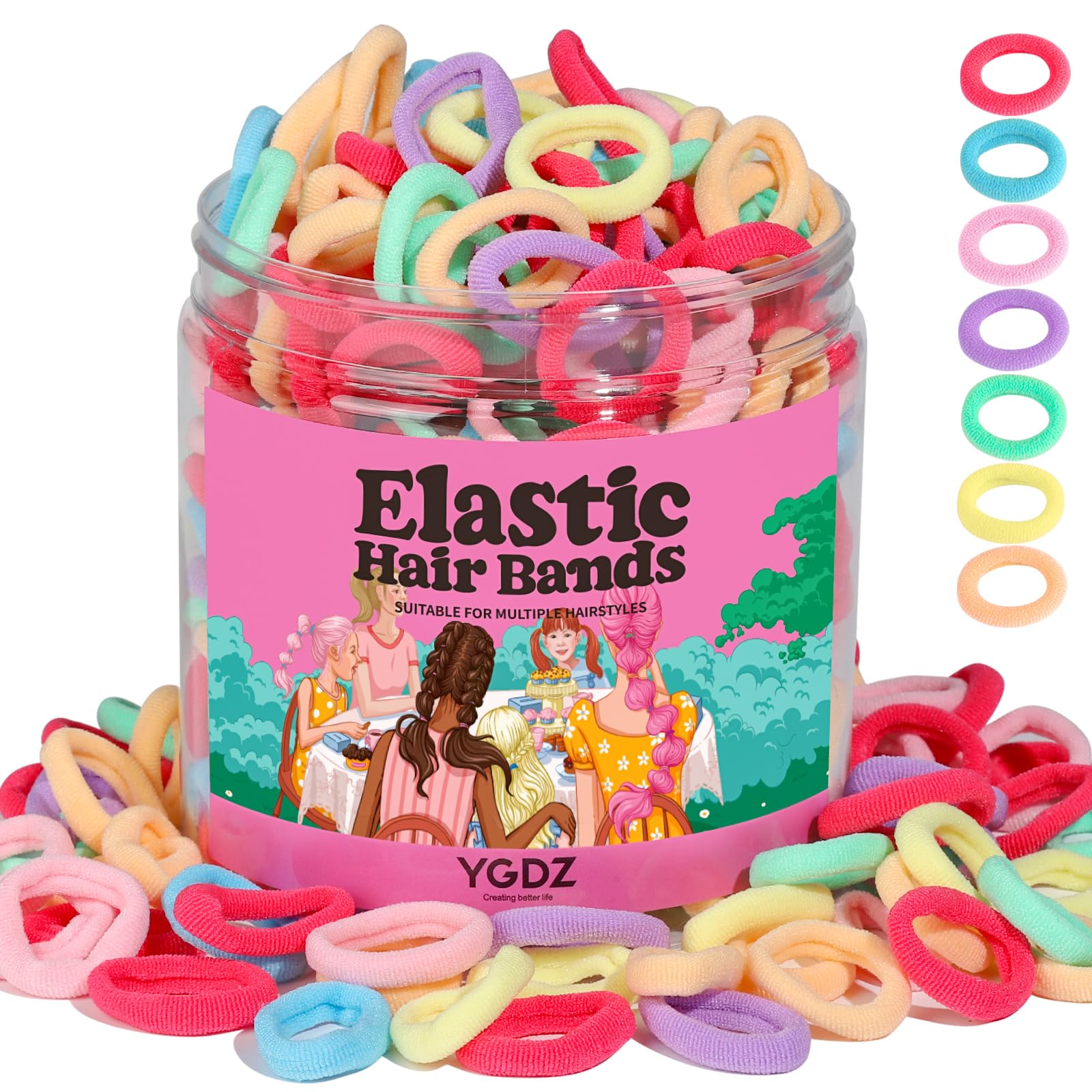 81hZ9tfgArL YGDZ Baby Hair Ties, 300pcs Elastic Toddler Hair Ties for Little Girls Kids, Small Mini Hair Bands Soft Ponytail Holders Hair Accessories, Multicolor - Image 1