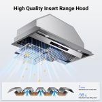 IKTCH 36 inch Built-in/Insert Range Hood 900 CFM, Ducted/Ductless Convertible Duct, Stainless Steel Kitchen Vent Hood with 2 Pcs Adjustable Lights and 3 Pcs Baffle Filters with Handlebar(IKB02-36'') - Image 7