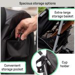 Summer Infant 3Dlite ST Convenience Stroller, Black & Gray - Lightweight Stroller with Steel Frame, Large Seat Area, Multi-Position Recline, Storage Basket - for Travel and More - Image 8