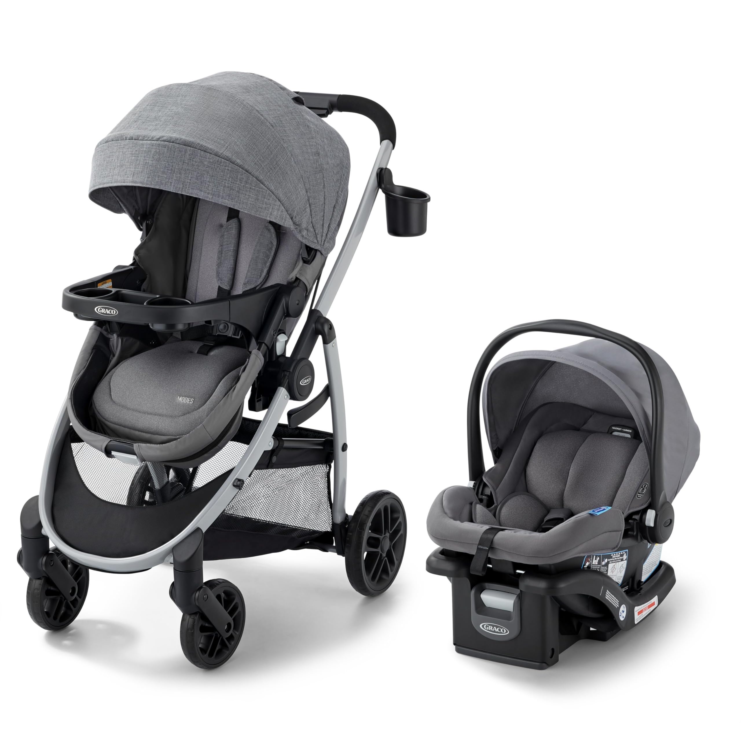 81mA1pIxJ0L Graco Modes Pramette Travel System, 3-in1 Modular Carseat Stroller Combo, Infant Car Seat Carrier to Toddler Stroller, Includes the SnugRide 35 Car Seat, Ellington - Image 1