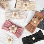 MIUXUESO 3 Pcs Baby Flower Headbands Baby Girls Nylon Headband Soft Hairbands Hair Accessories for Newborn Infant Toddler Kids (Beige Pink Khaki) - Image 3