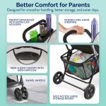 Kolcraft Cloud Plus Lightweight Umbrella Stroller for Toddlers with Reclining Seat, Large Storage Basket, Canopy, Infant & Parent Trays, Compact Fold for Summer Travel, Durable Frame, Slate Gray - Image 2