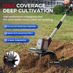 Cordless Electric Tiller – 8.0Ah Battery, 9" Width, 48 Steel Tines - Image 5