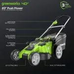 40V 20" Push Lawn Mower with 4.0Ah & 2.0Ah Batteries - Image 2